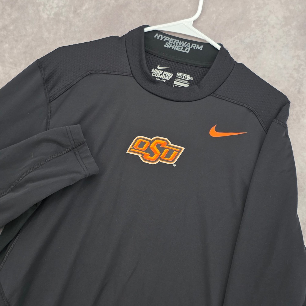 Nike Pro Combat Hyperwarm Shield OSU Oklahoma State Mens Large Black Shirt